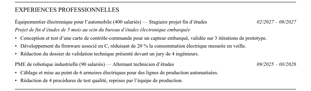 CV admission parallèle centralesupélec : expériences