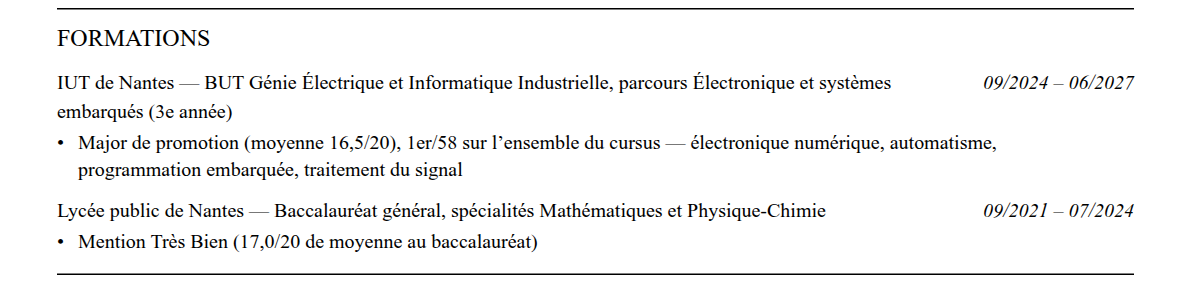 CV admission parallèle centralesupélec : formation