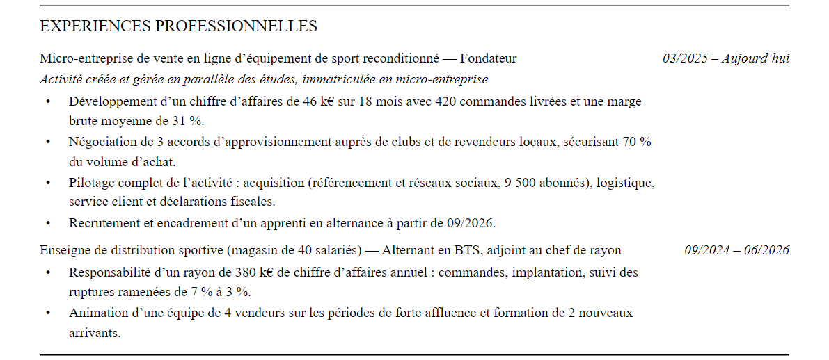 CV admission parallèle emlyon : expériences