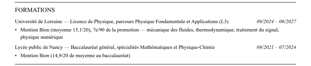 CV admission parallèle ensta paris : formation