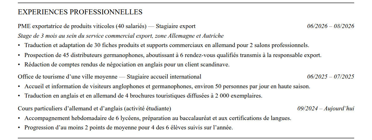 CV admission parallèle kedge : expériences