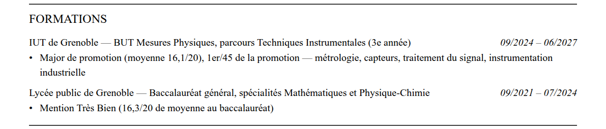 CV admission parallèle mines paris - psl : formation