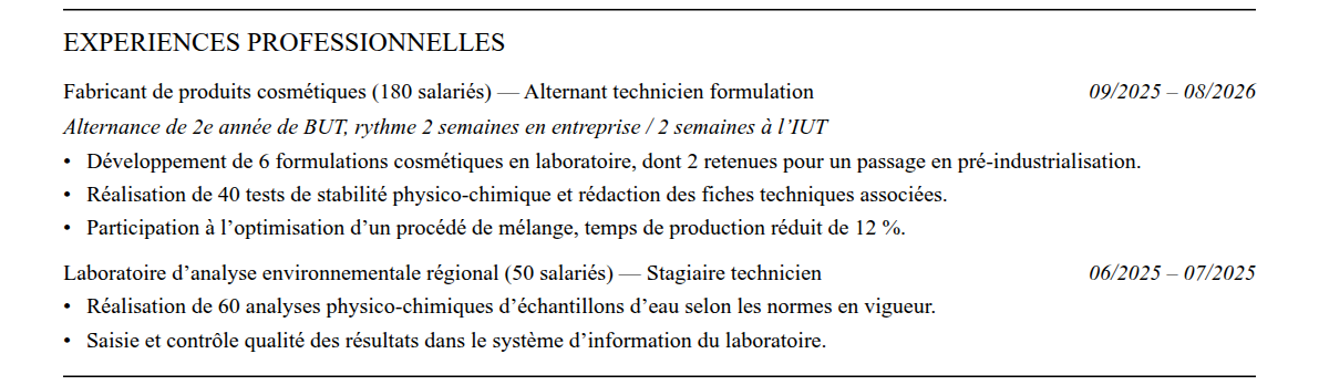 CV admission parallèle réseau polytech : expériences