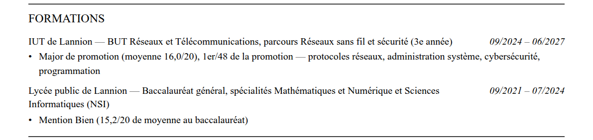 CV admission parallèle télécom paris : formation